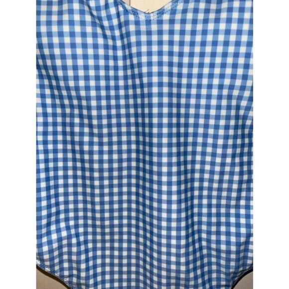 Double Zero Blue Gingham One-Piece High Cut Swimsuit Women’s Medium M 6-8 - Picture 5 of 7